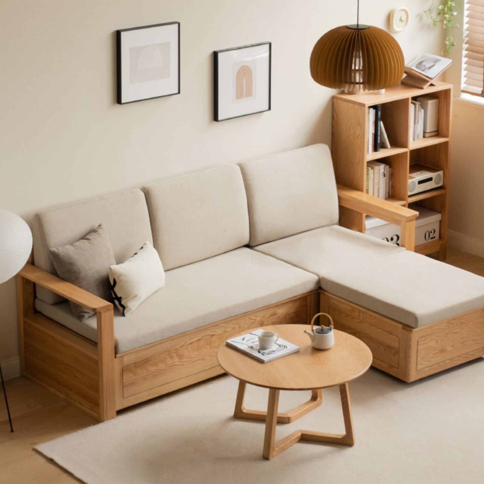 Oak solid wood storage box sofa-