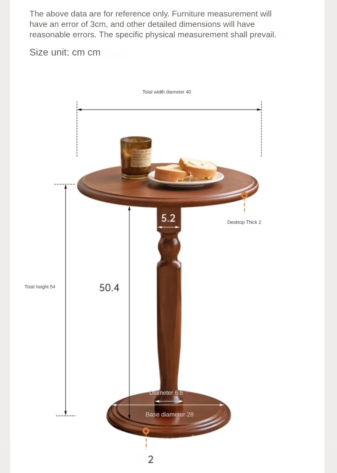 Poplar Solid Wood Side Round Table Retro