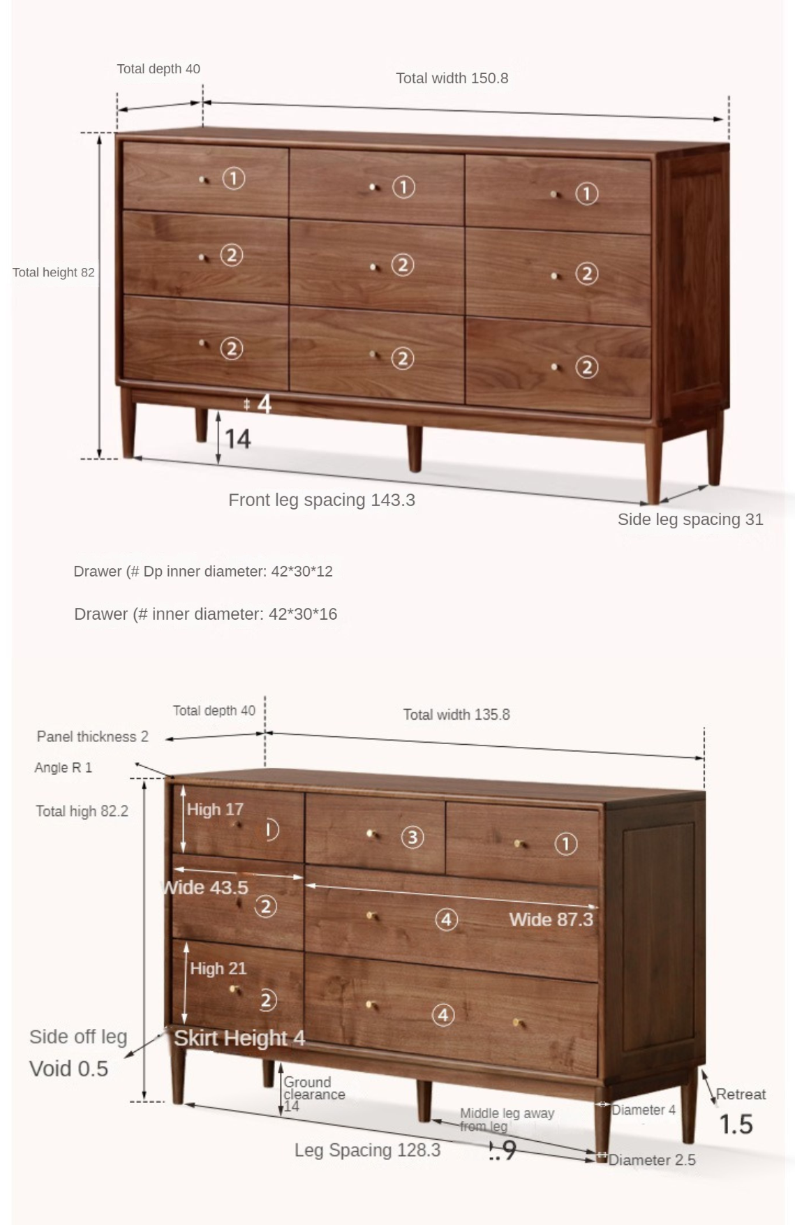 Black Walnut solid wood drawer, modern porch cabinet: