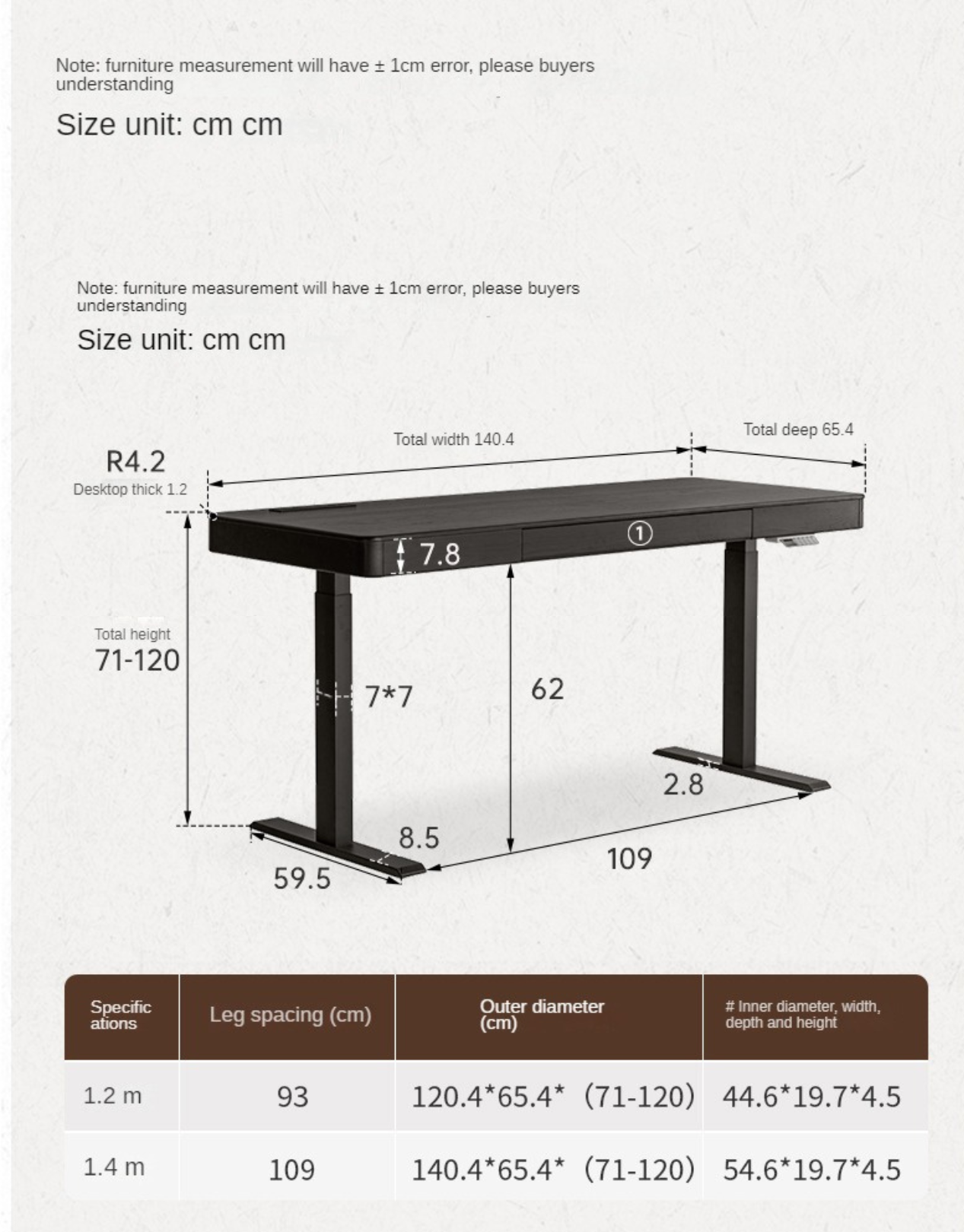 Oak Solid Wood Electric Lift Desk