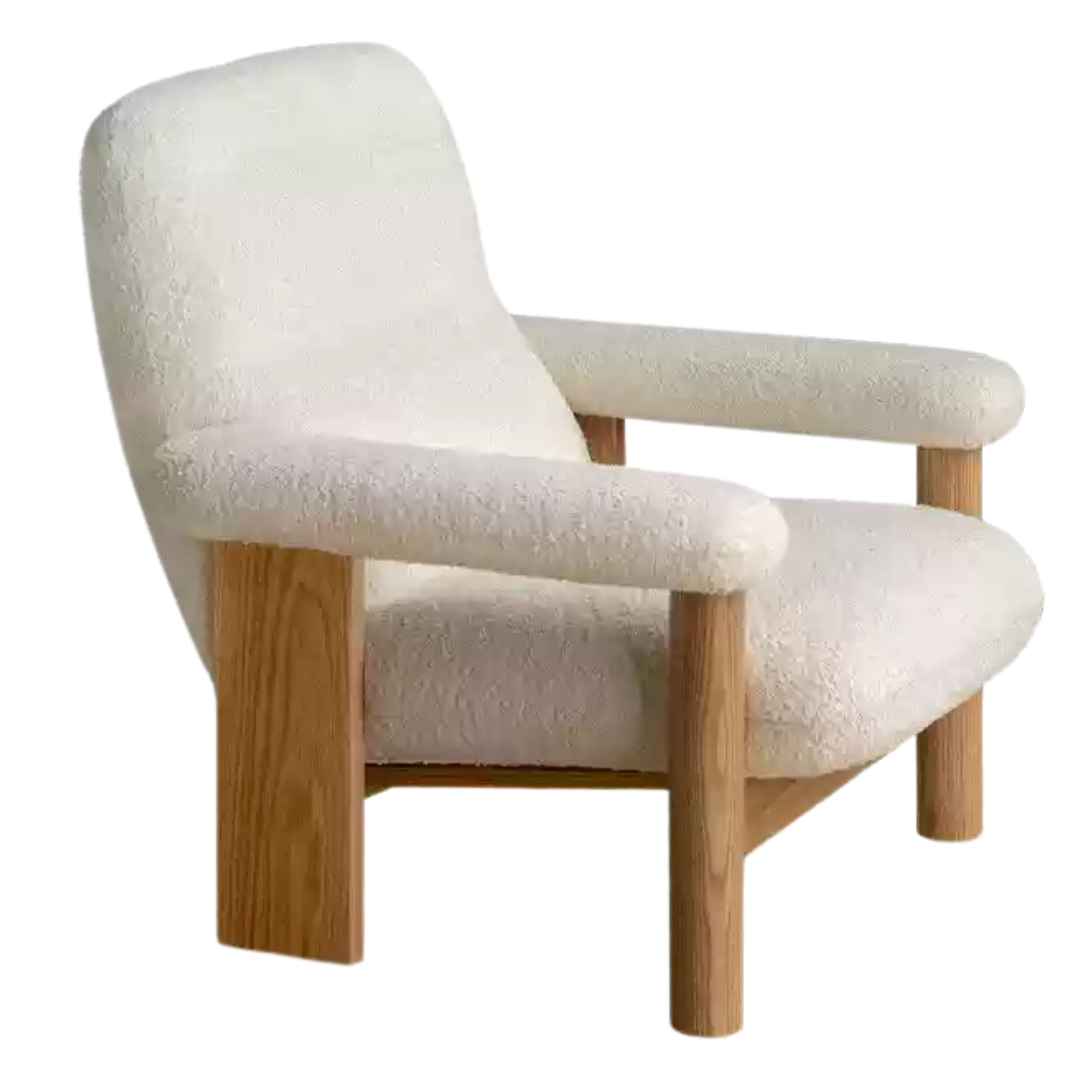 Beech Solid Wood Fabric Single Armchair Retro