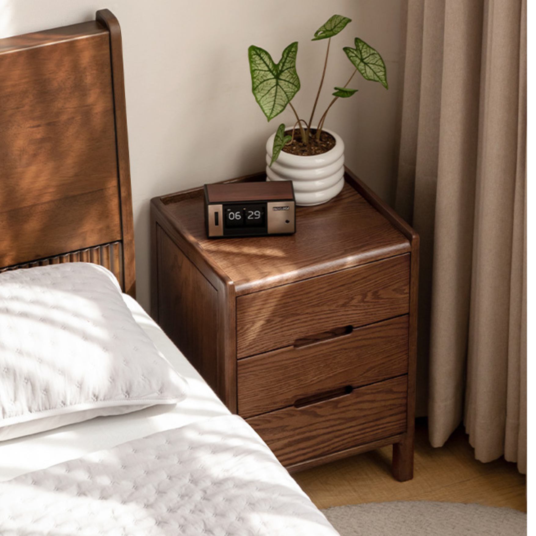 Oak Solid Wood Nightstand Nordic Style