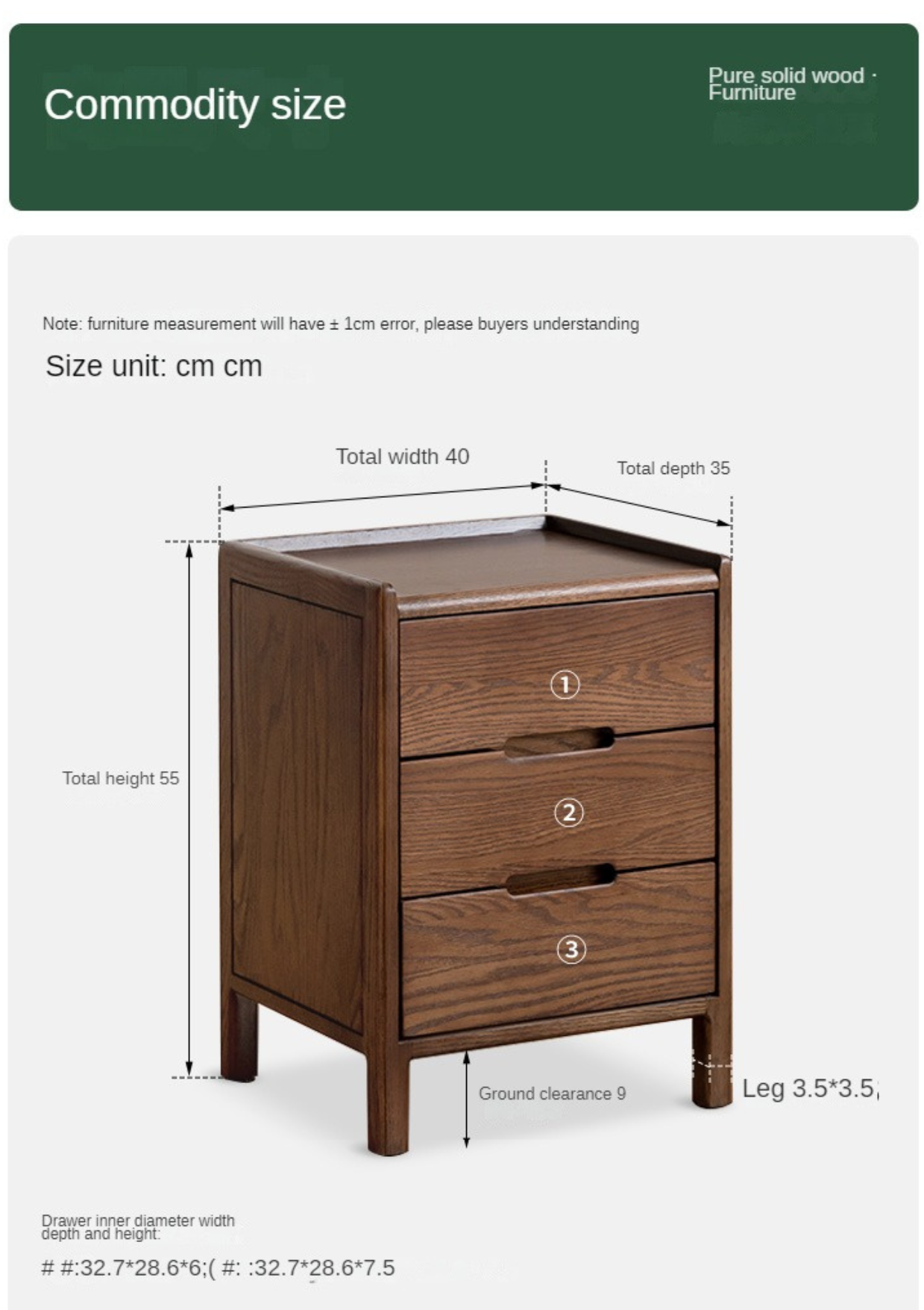 Oak Solid Wood Nightstand Nordic Style