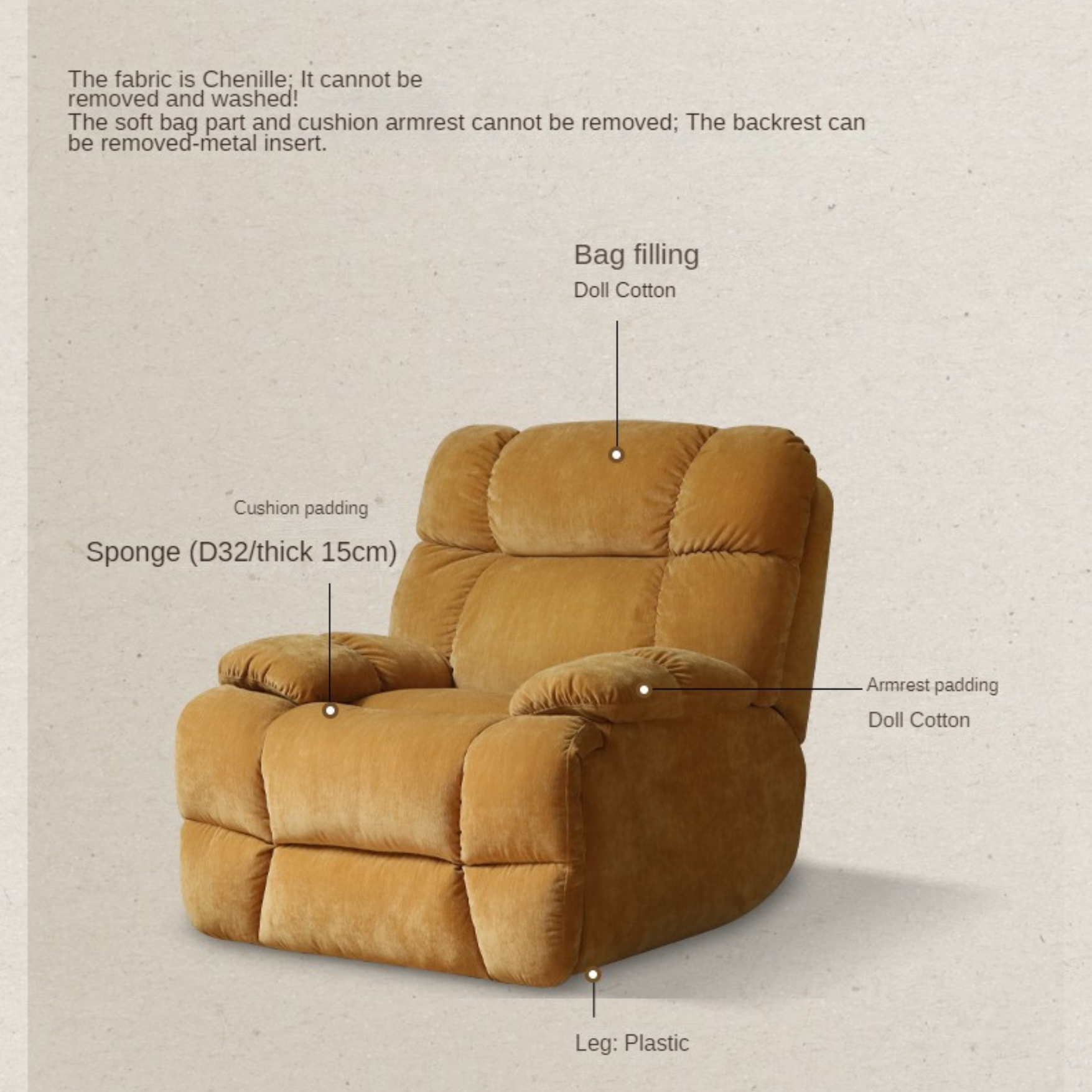 Fabric lazy chair reclining single