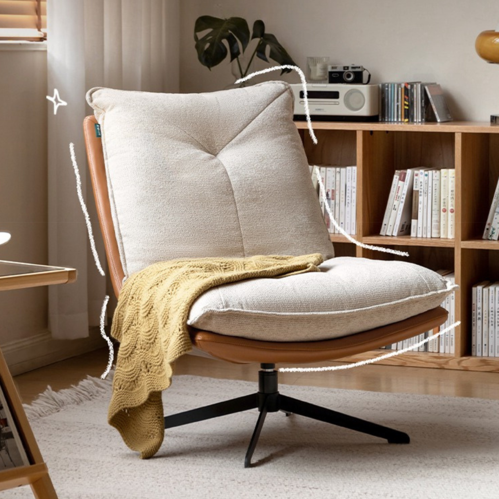 Fabric Modern Simple Swivel Back Chair