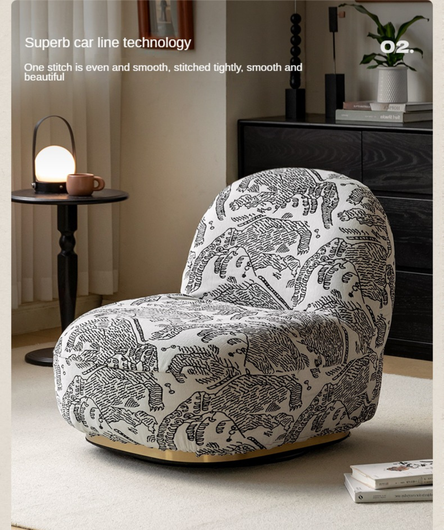 Fabric Rotatable Single Chair