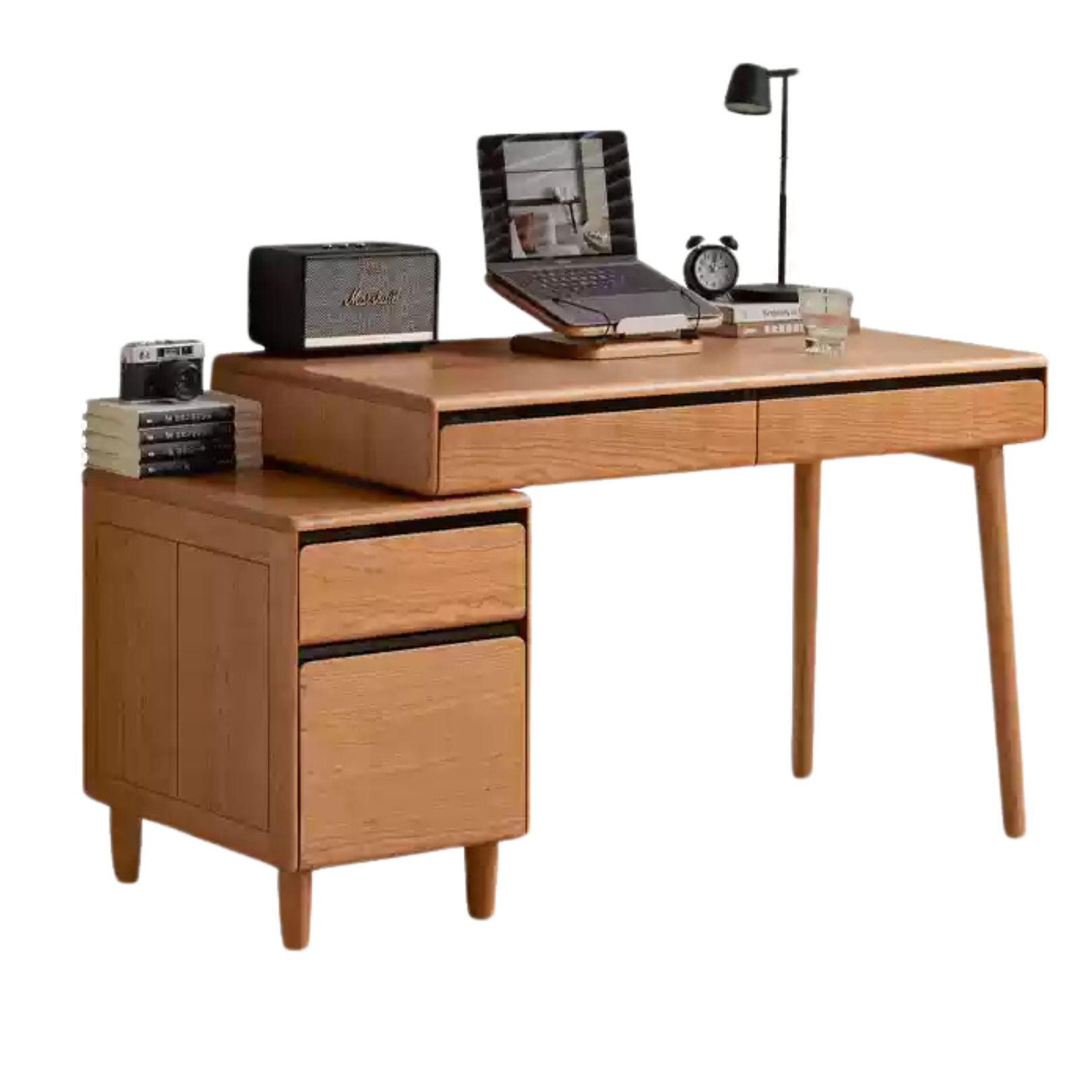 Cherry Solid Wood Retro Retractable Computer Desk