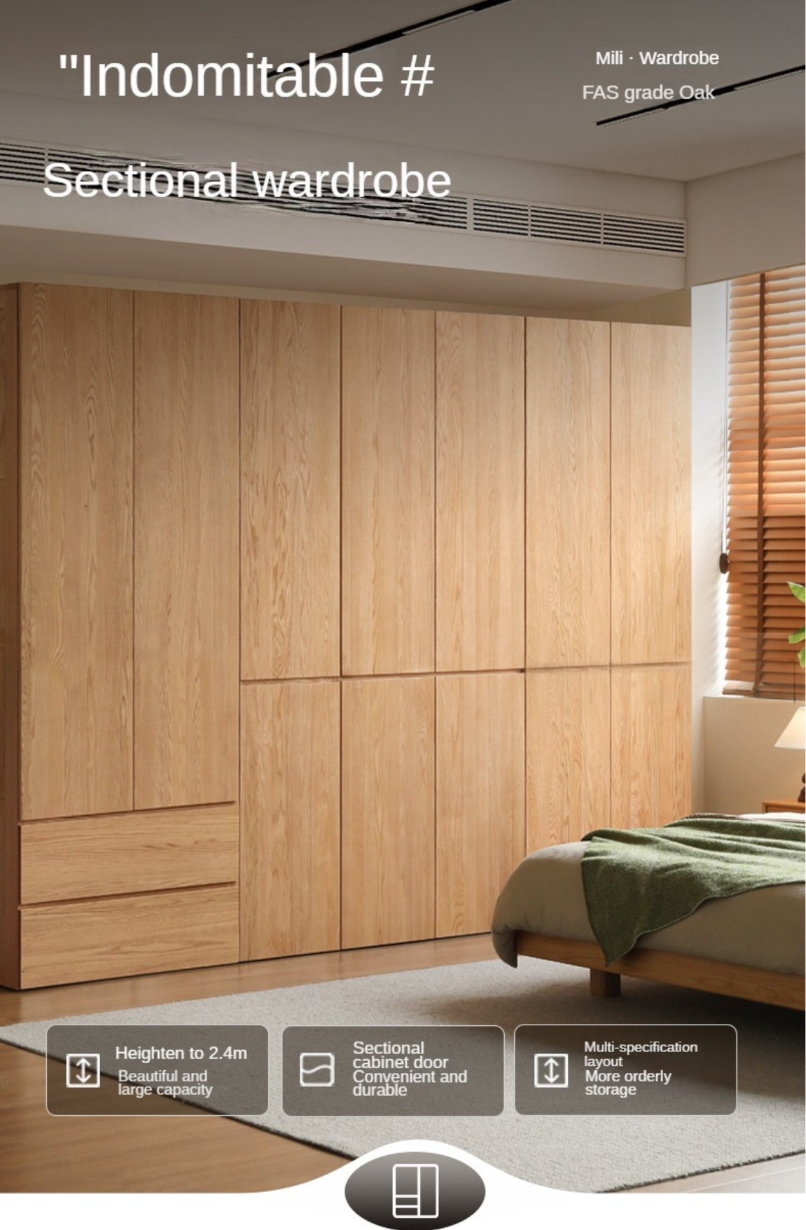 Oak Solid Wood Sectional Wardrobe