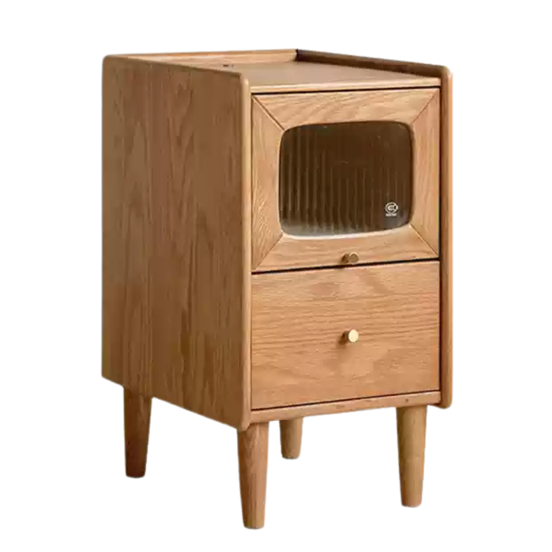 Oak solid wood Nightstand  with light