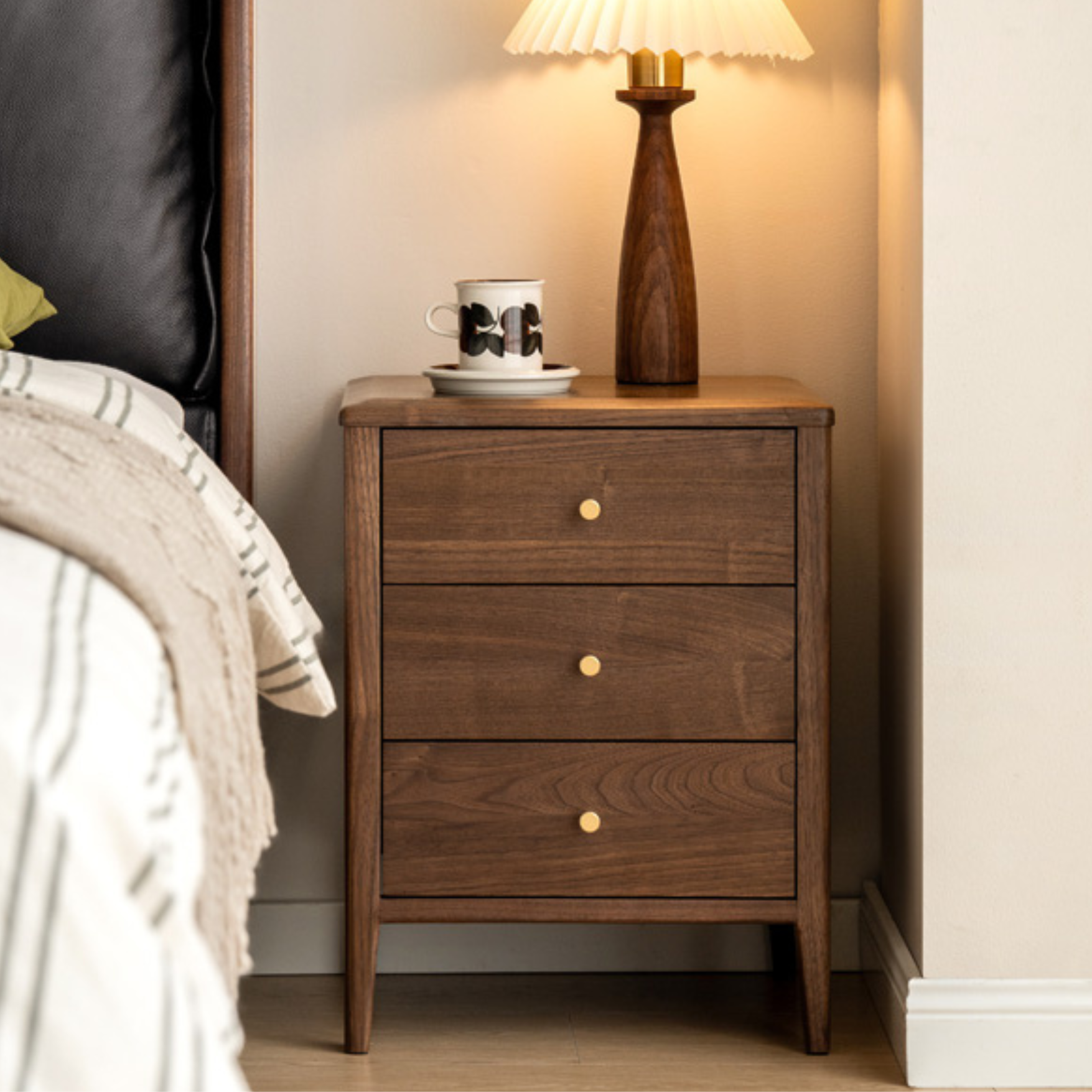 Black walnut solid wood Nordic style Nightstand