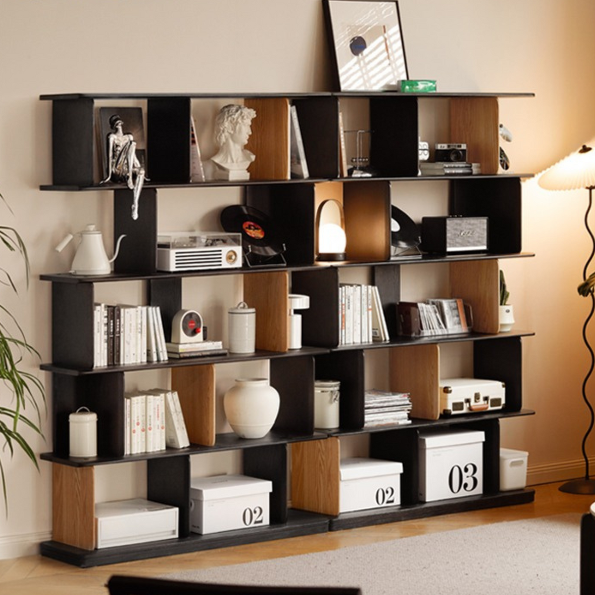 Study Rack Big solid wood bookshelf modern simple study rack oak home living room ...