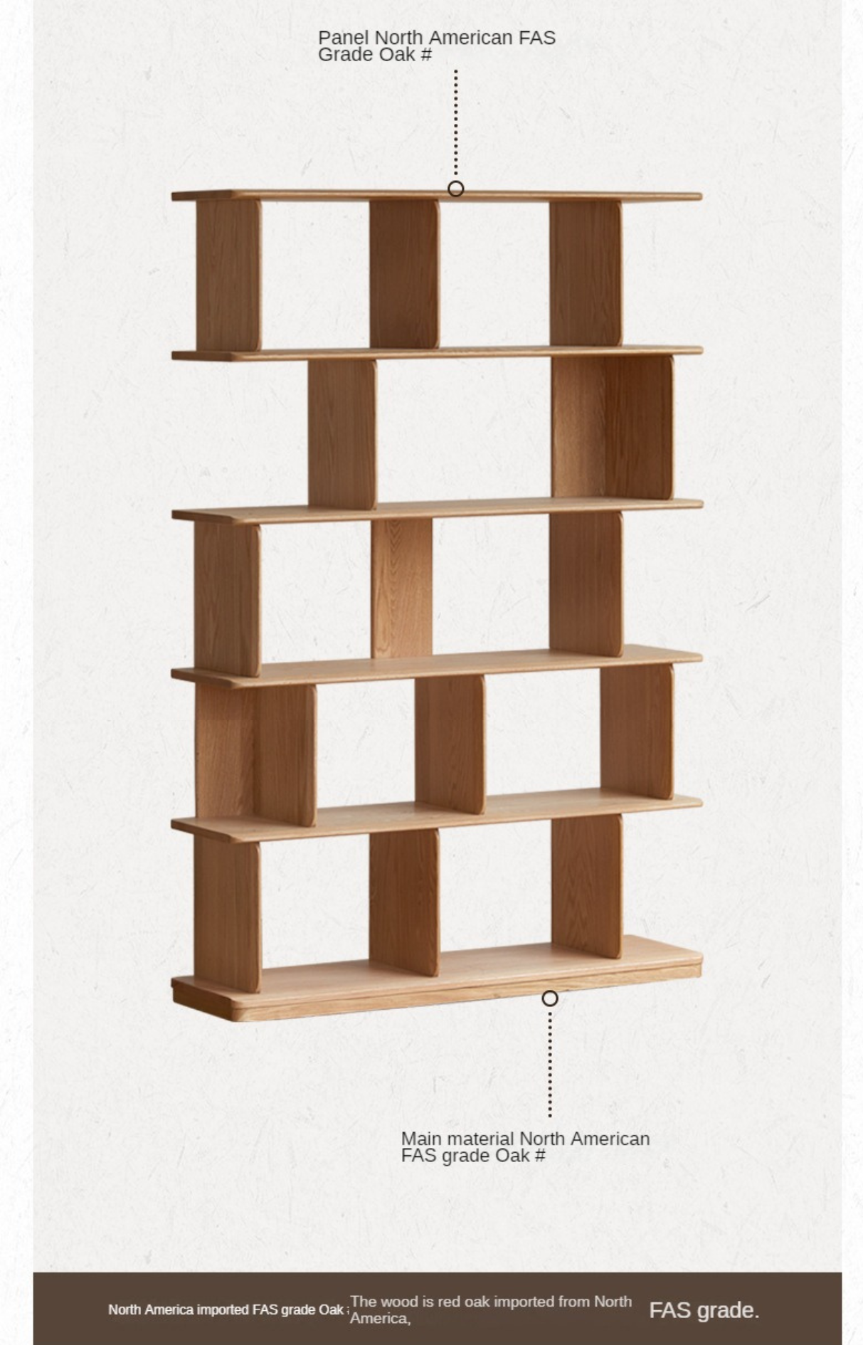 Oak Solid Wood Bookshelf Modern Simple Study Rack