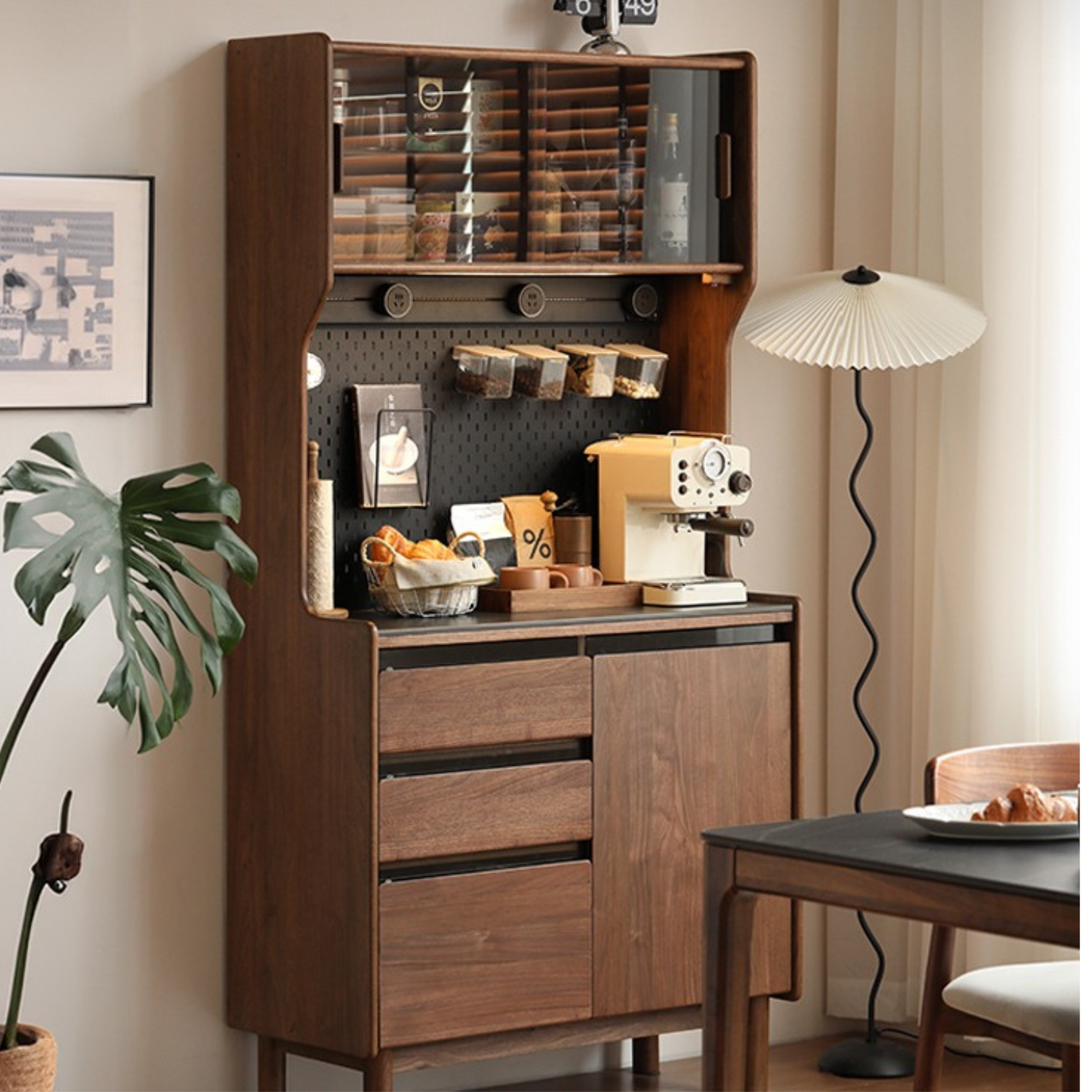 Black Walnut Solid Wood Rock Board Dining Sideboard