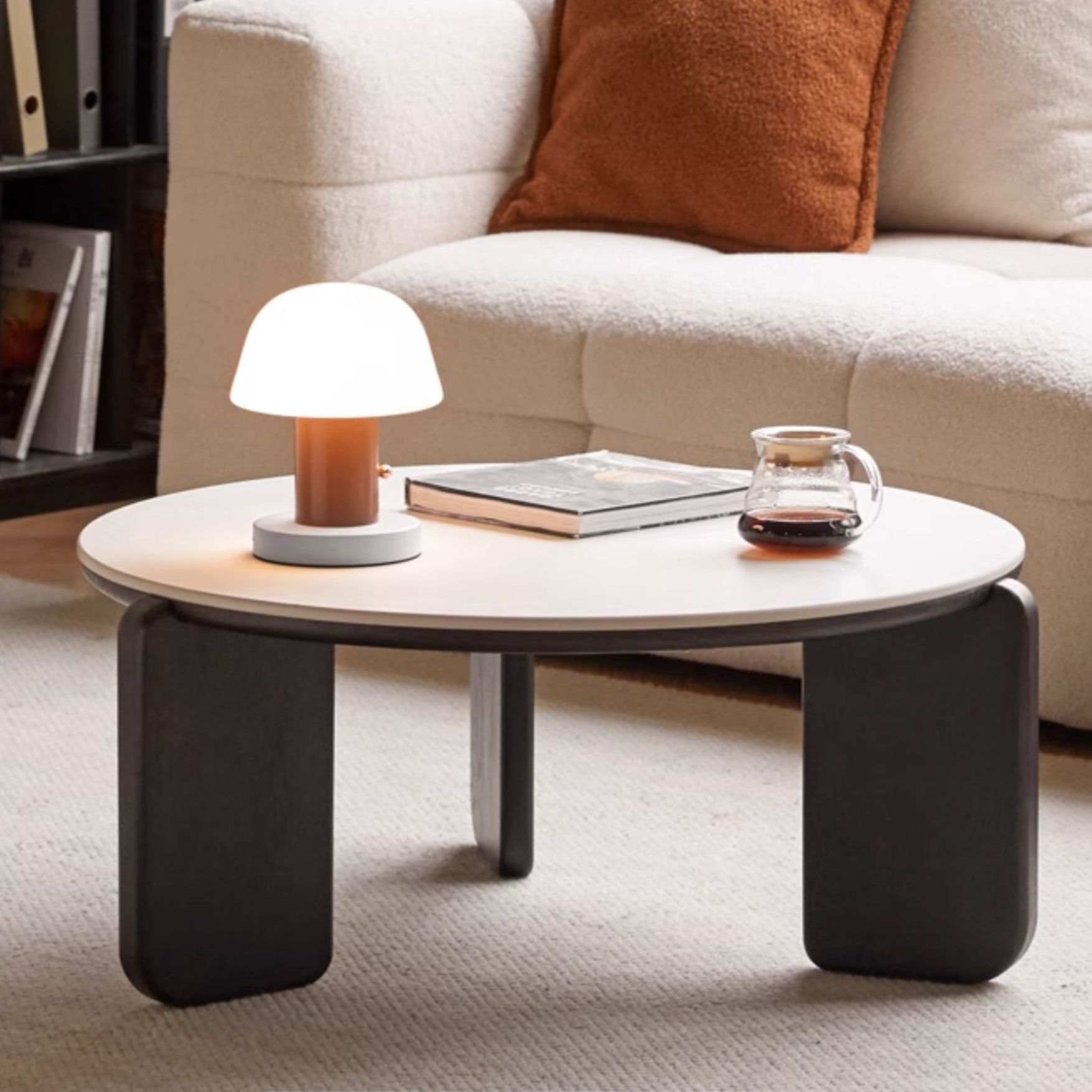 Oak solid wood slate black coffee table-