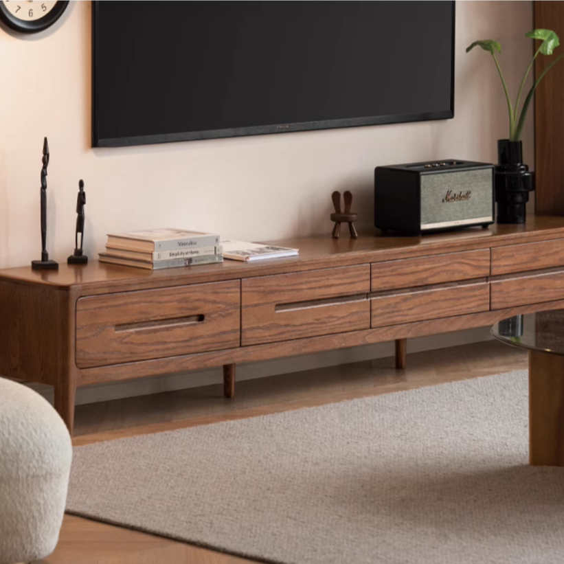 Oak solid wood TV cabinet-