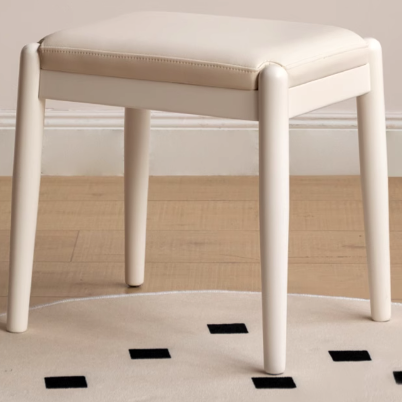 Birch Solid Wood Modern White Makeup Stool