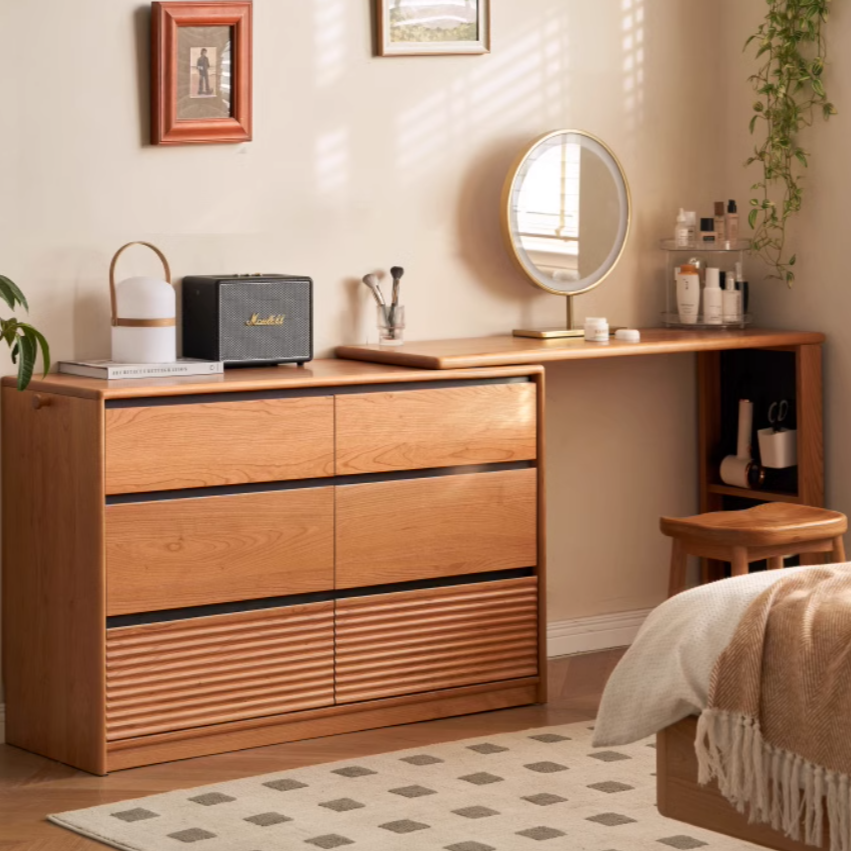 Cherry solid wood retro dressing table