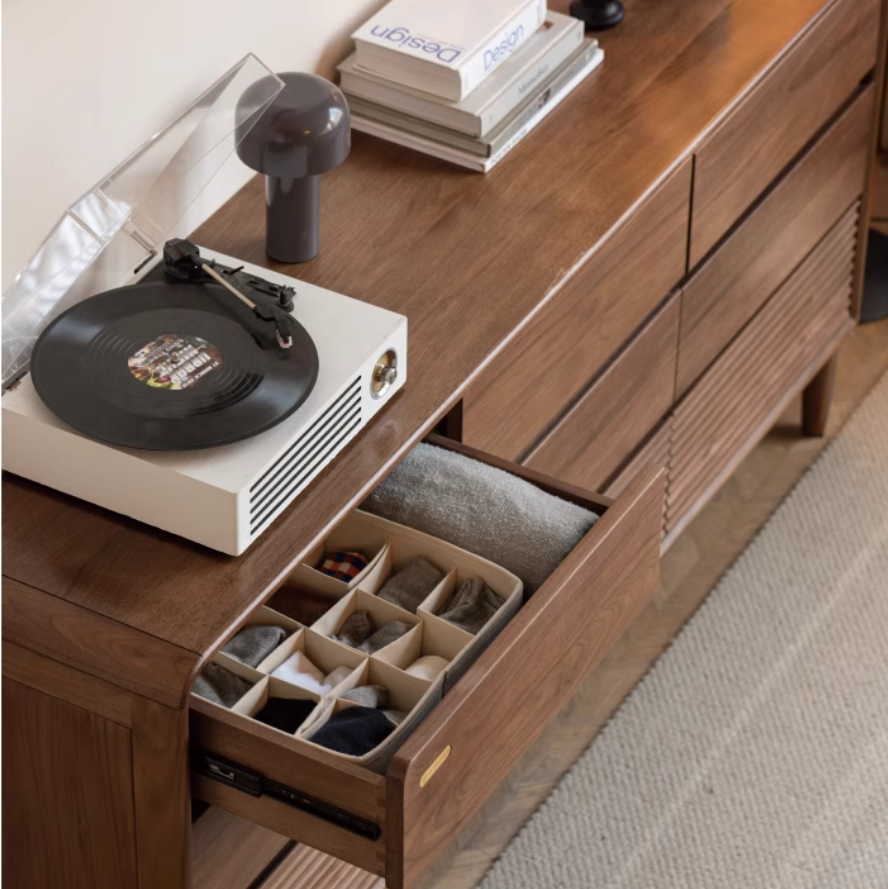 Black Walnut Solid Wood Drawer Storage Cabinet