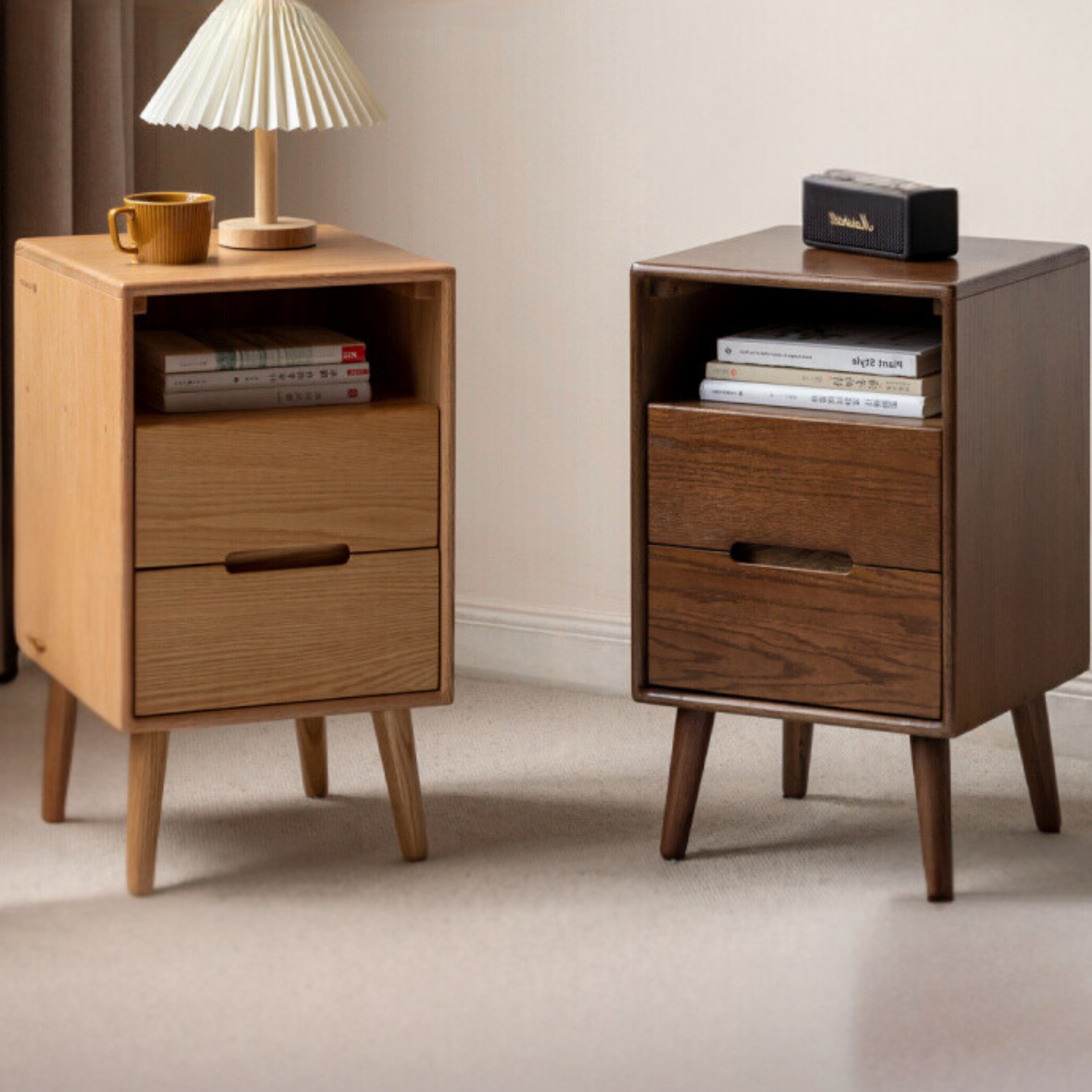 Oak Solid Wood Narrow nightstand Nordic)