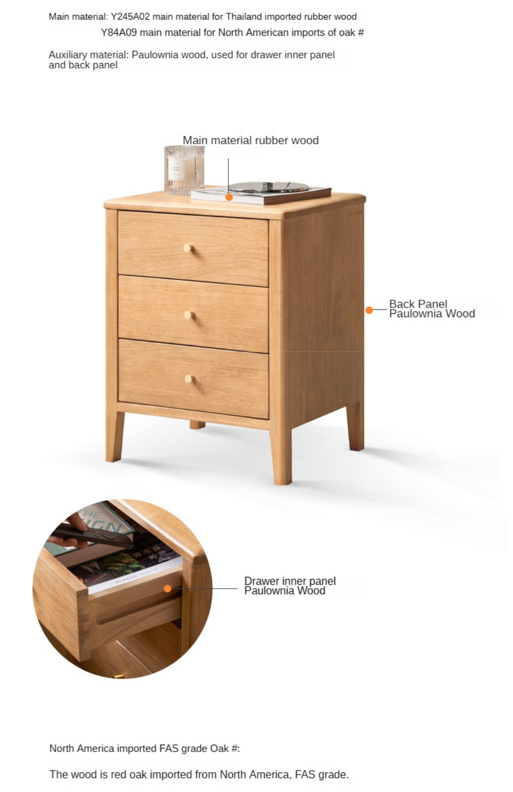 Solid Wood Modern nightstand)