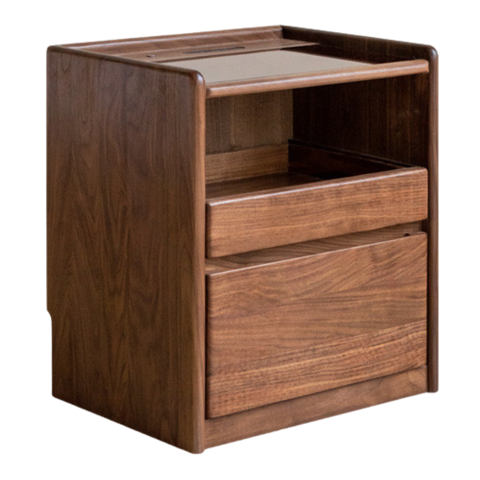 Black walnut solid wood nightstand socket, lamp)