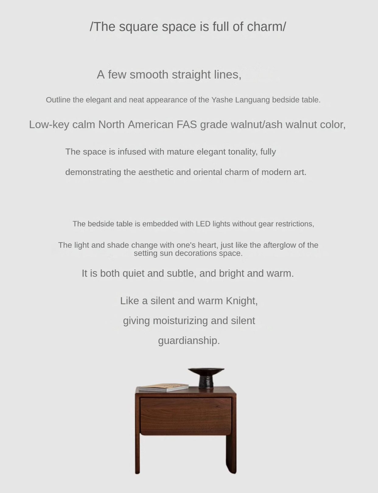 Black walnut, Ash solid wood simple modern nightstand