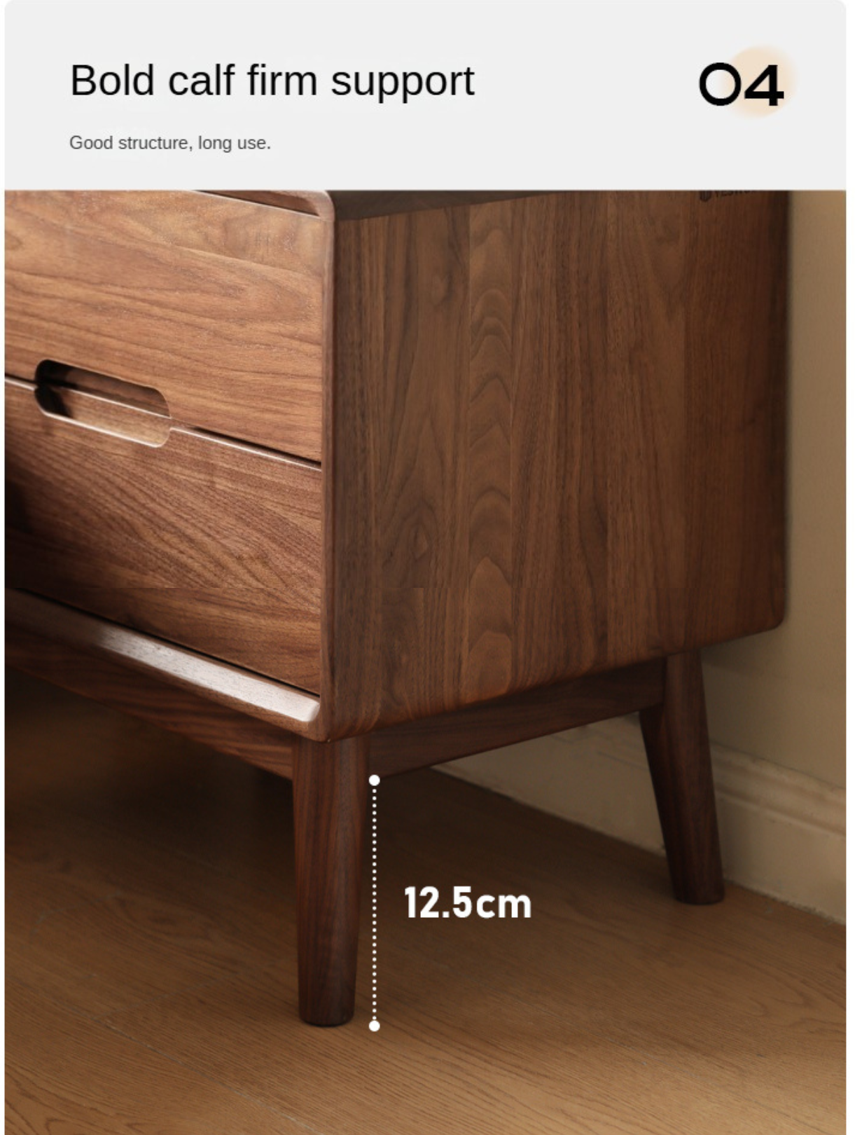 Black Walnut Solid Wood nightstand Storage)