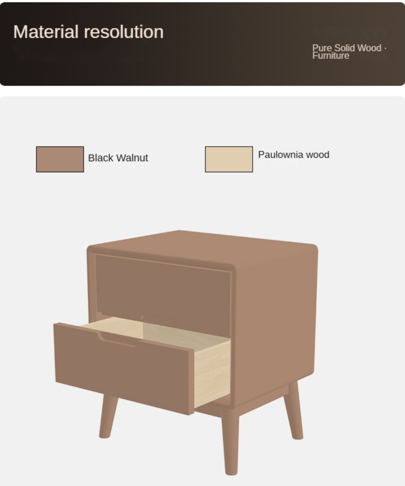 Black Walnut Solid Wood nightstand Storage)