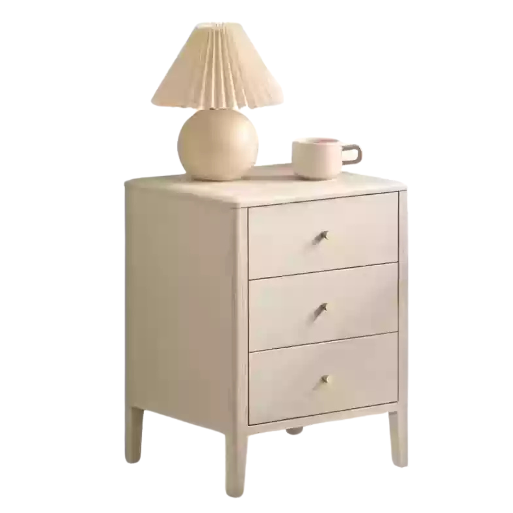 Oak solid wood nightstand cream style)