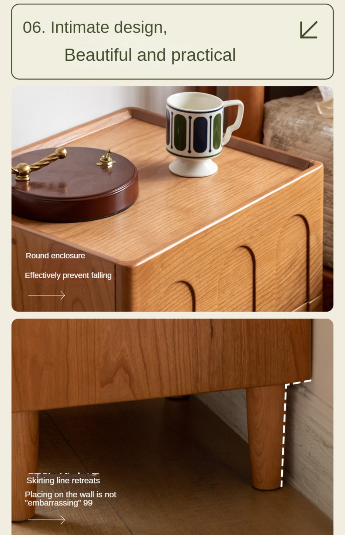 Cherry Wood Retro Nightstand