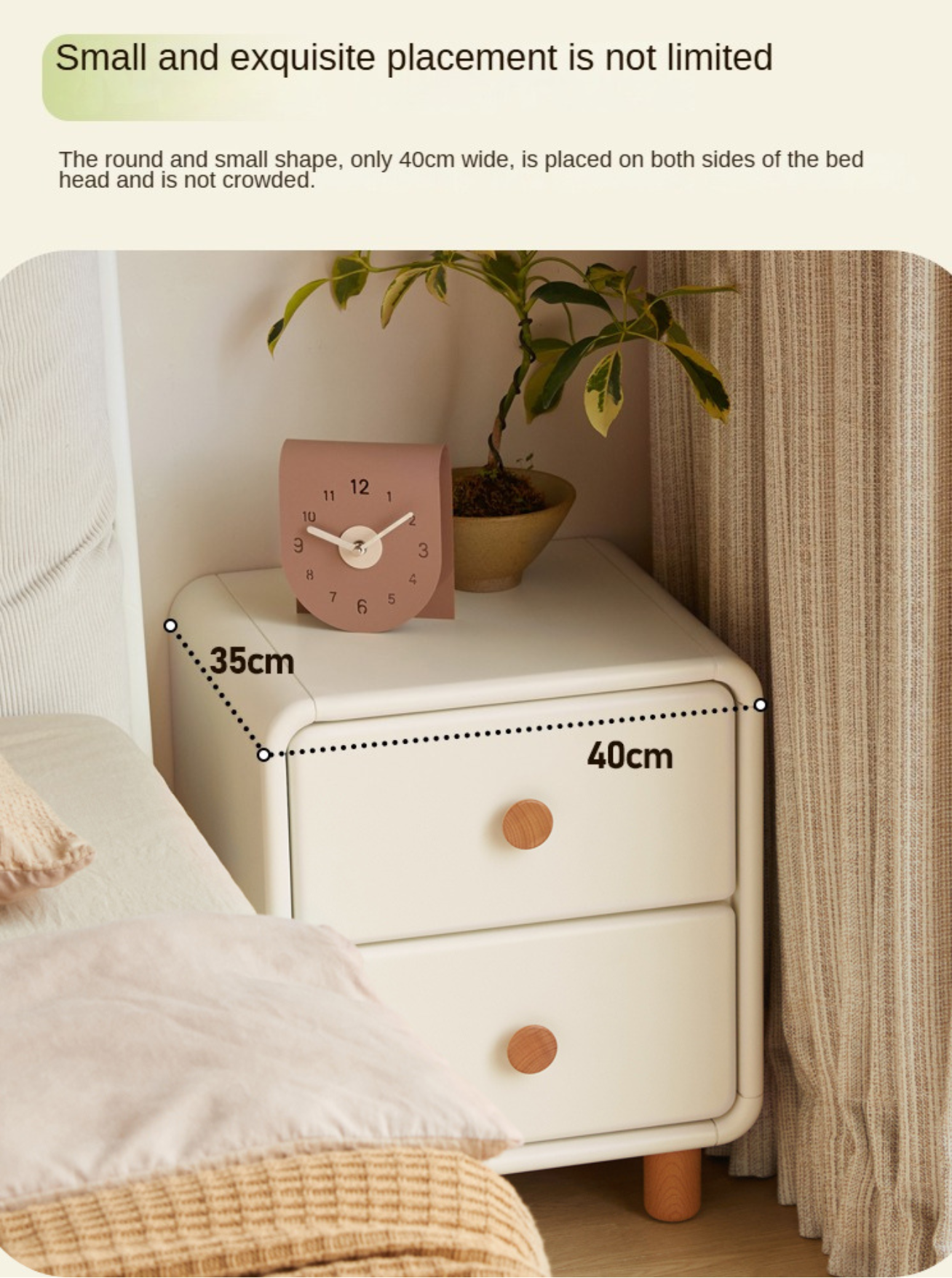 Poplar solid wood nightstand cream style white cabinet)