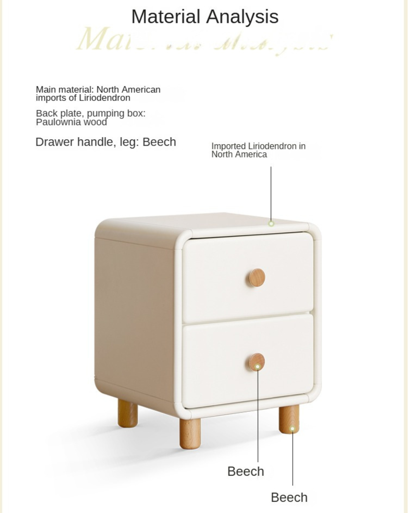 Poplar solid wood nightstand cream style white cabinet)