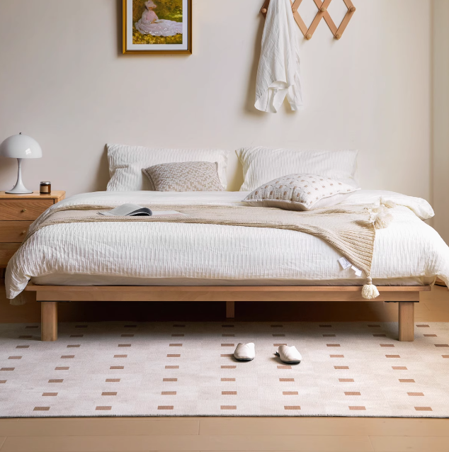 Beech Solid Wood platform bed, headboard-free bed