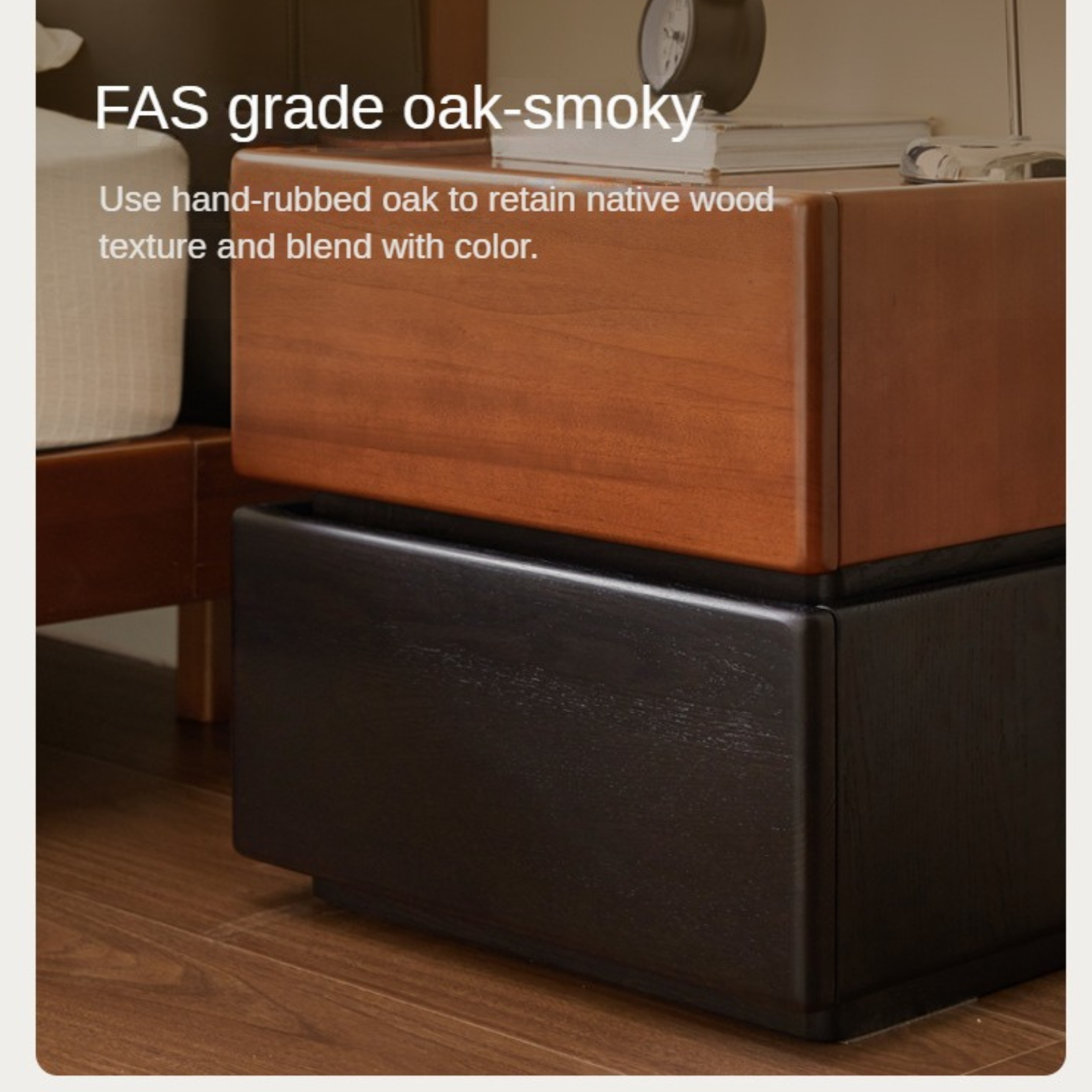 Oak, Poplar solid wood nightstand,