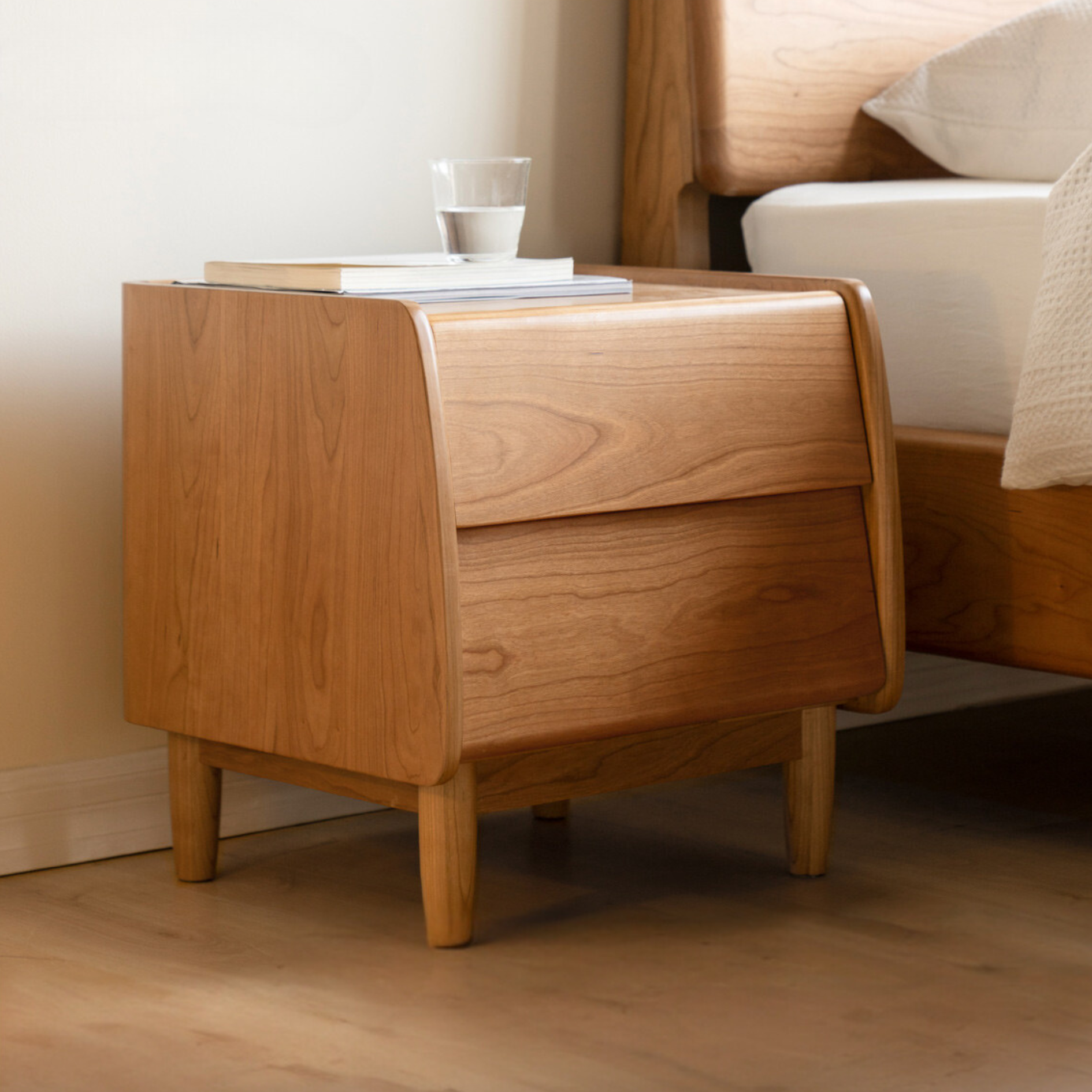 Cherry Wood waves nightstand)