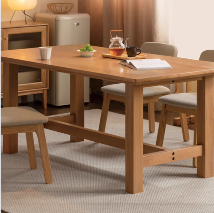 Poplar solid wood modern large board dining table