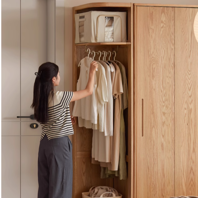 Oak, Cherry Solid Wood Corner Triangle Cabinet Corner Wardrobe