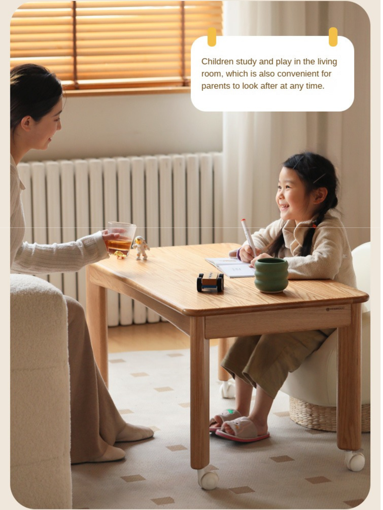 Oak solid wood Coffee Tables simple parent-child toy table: