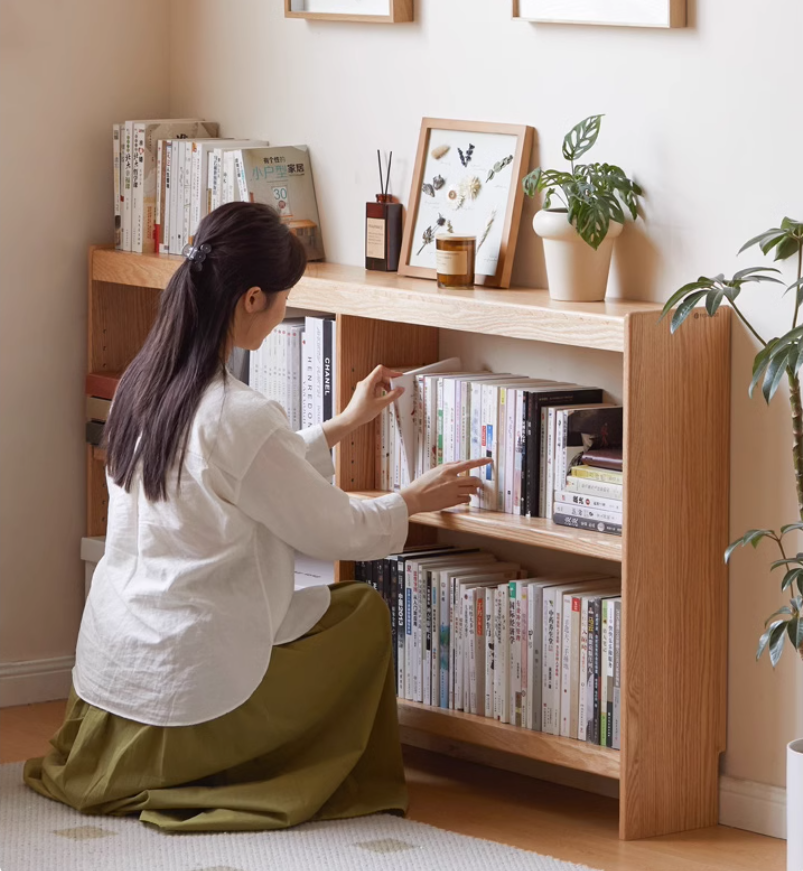 Oak solid wood ultra-narrow storage rack