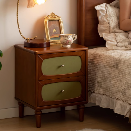 Poplar Solid Wood French Retro Style nightstand