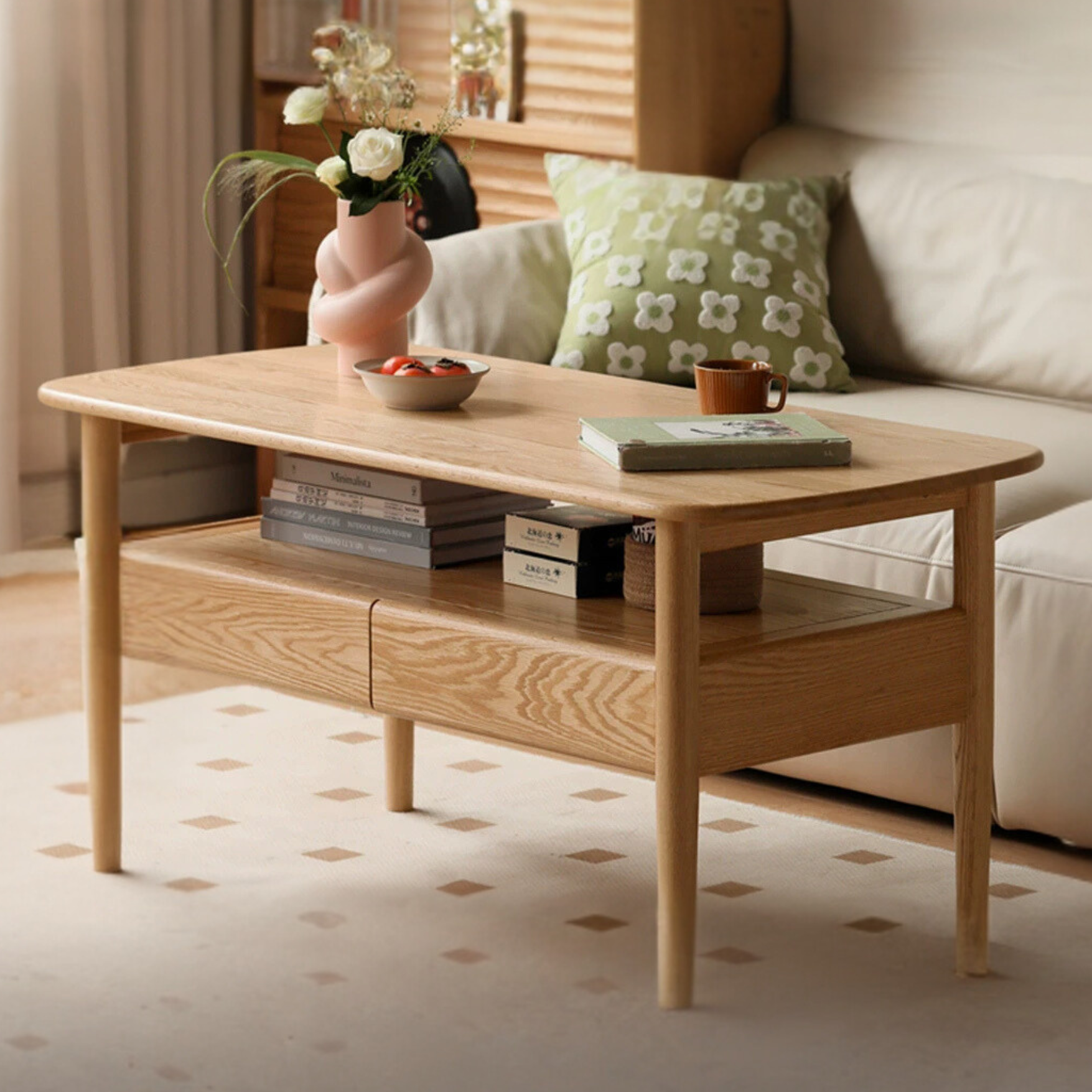 Oak solid wood  high-leg coffee table: