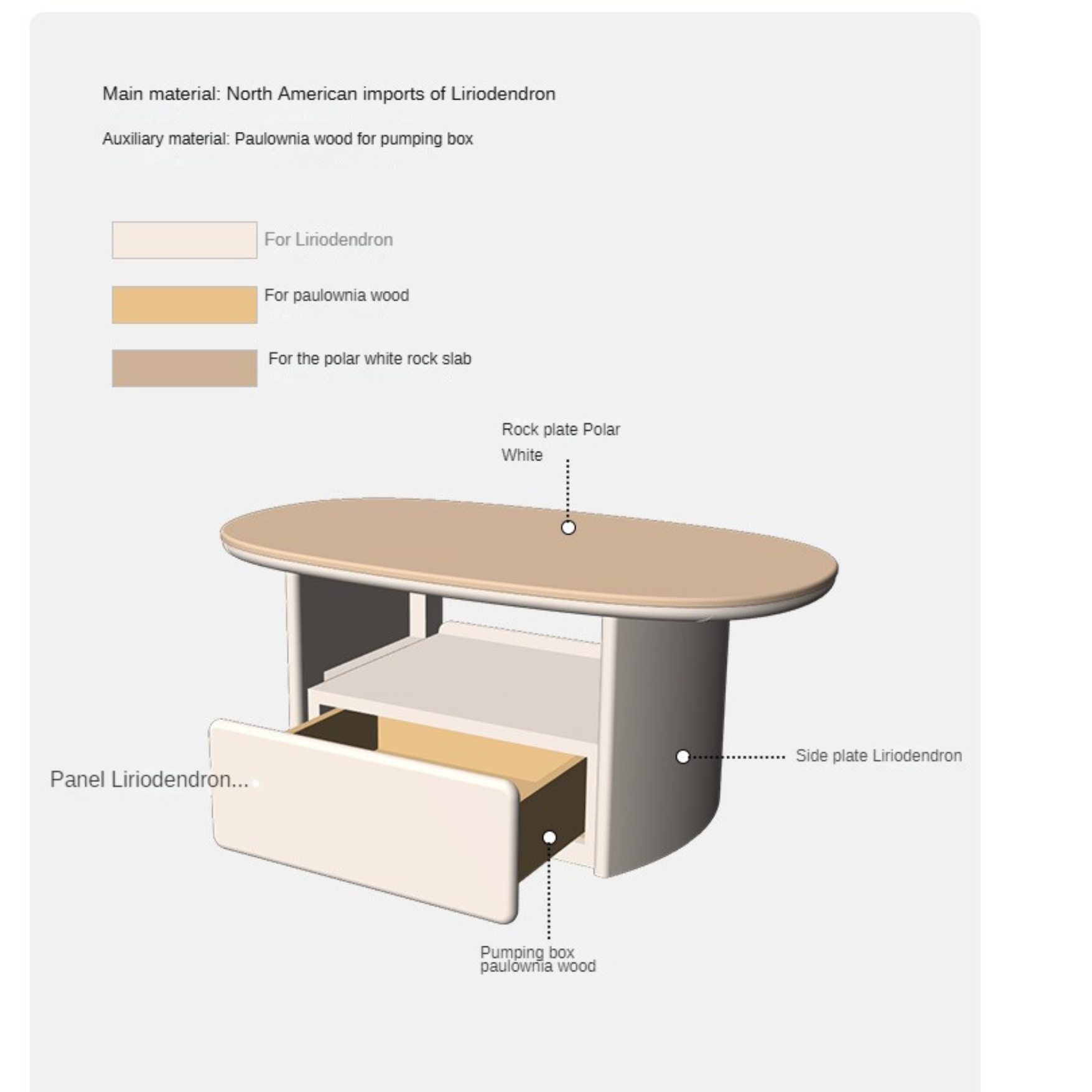 Poplar Solid Wood Milk Oil Wind Rock Plate storage coffee table-