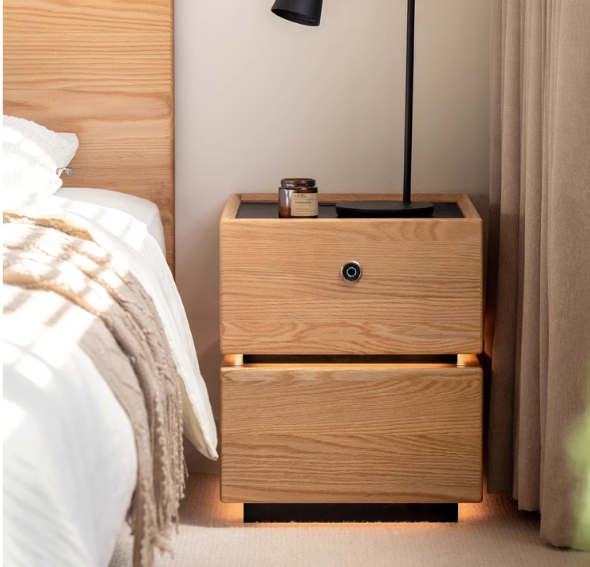 Oak solid wood multifunctional nightstand