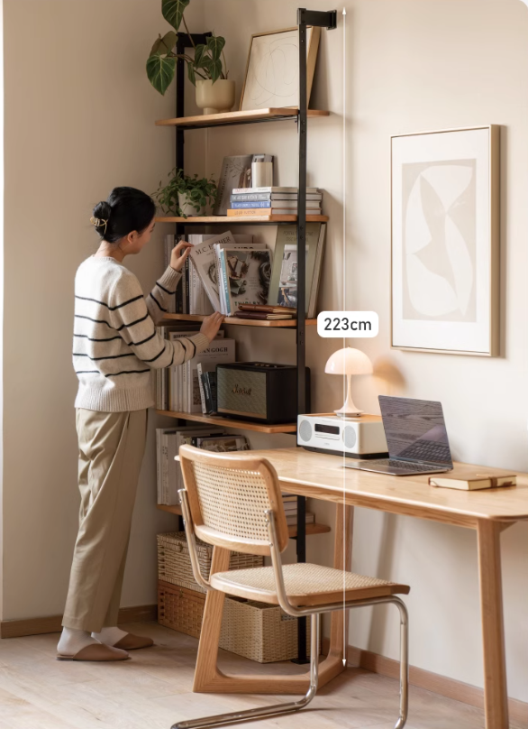 Oak Solid Wood Industrial Style Multi-layer Storage Rack