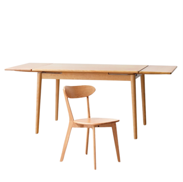 Cherry solid wood retro style retractable dining table