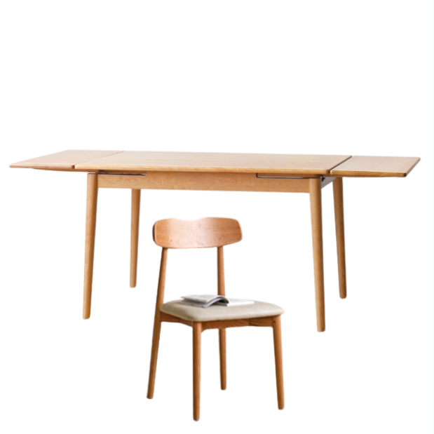 Cherry solid wood retro style retractable dining table