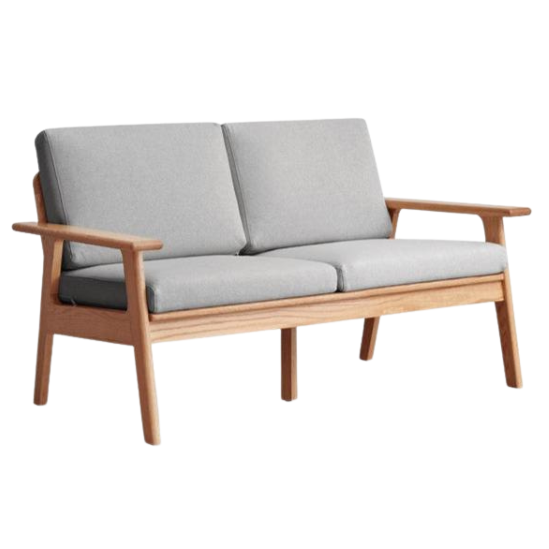 Oak, Pine Solid Wood Japanese-style Three-person Fabric Sofa