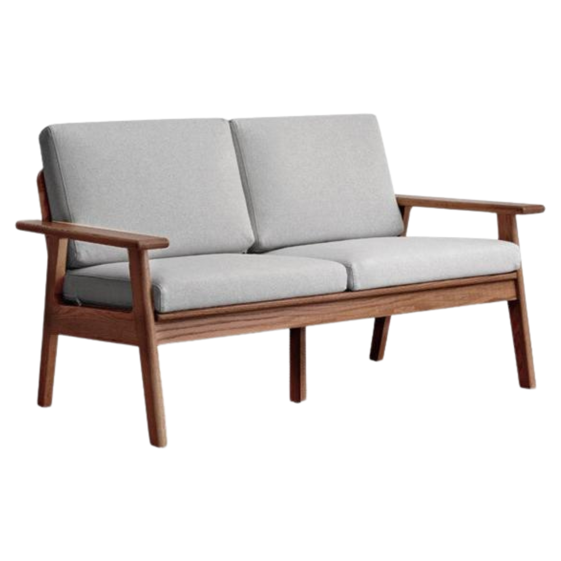 Oak, Pine Solid Wood Japanese-style Three-person Fabric Sofa