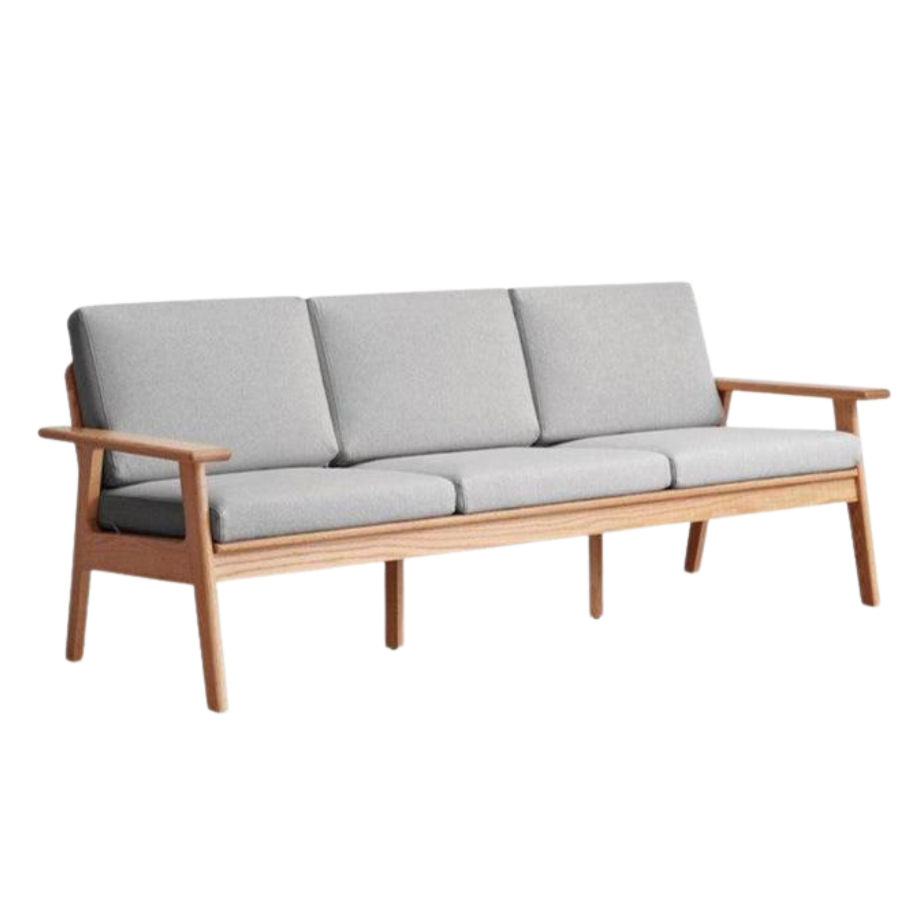 Oak solid wood Japanese-style three-person fabric sofa