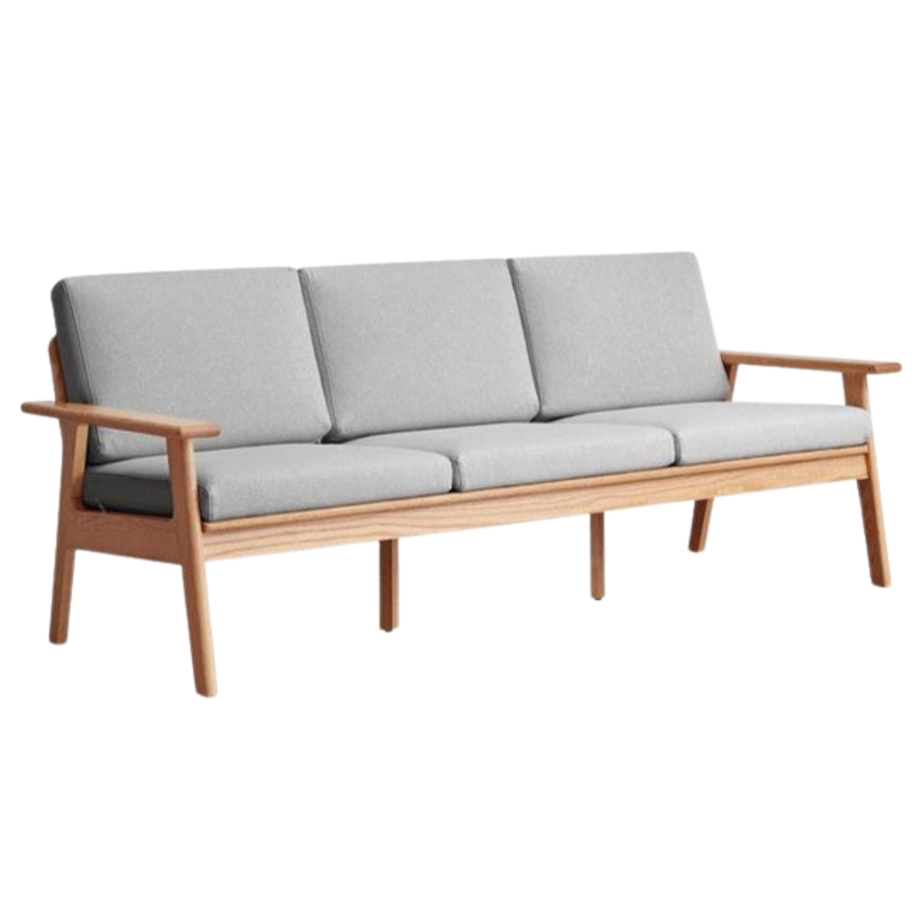 Oak, Pine Solid Wood Japanese-style Three-person Fabric Sofa